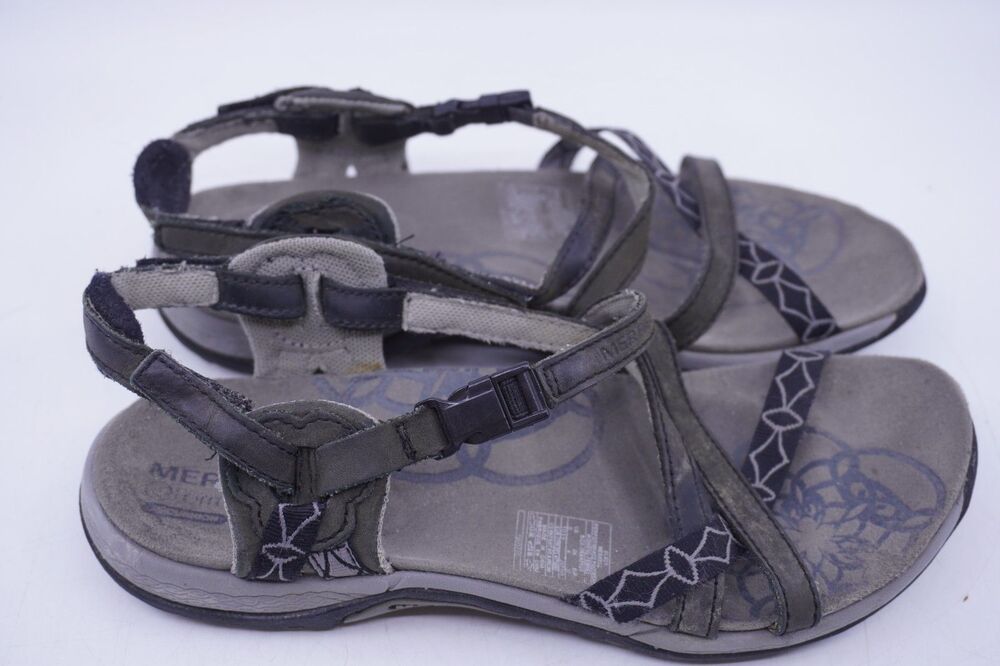 Merrell Sandals Women's Size 6 QForm Air Cushion Black Side-Clip Strappy